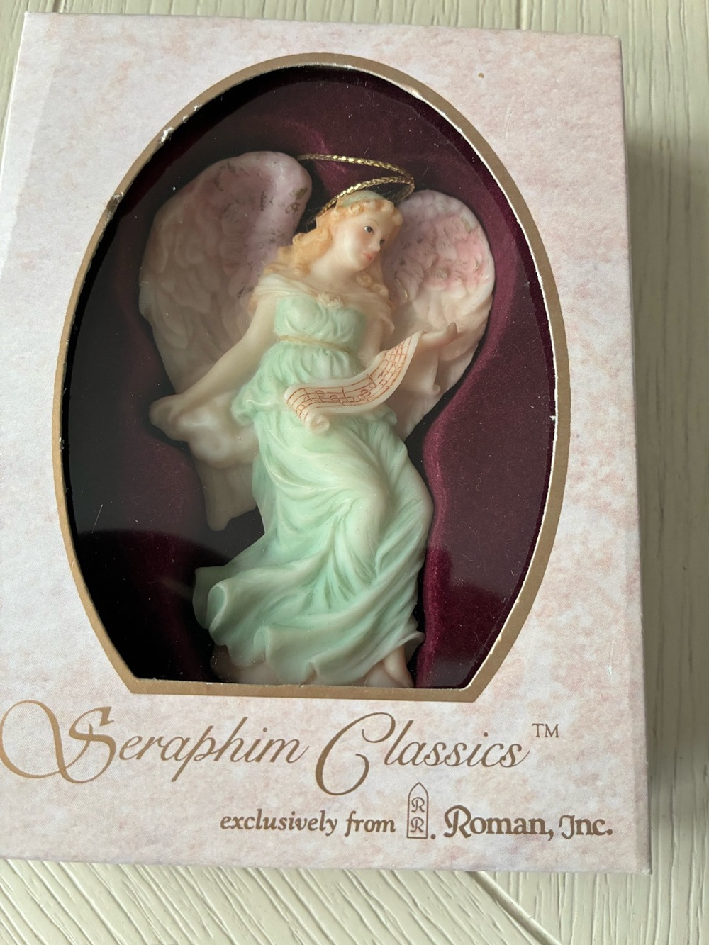 Seraphim Classics Angel Figurine in‎ Mint Green and Pink. Cottagecore decor